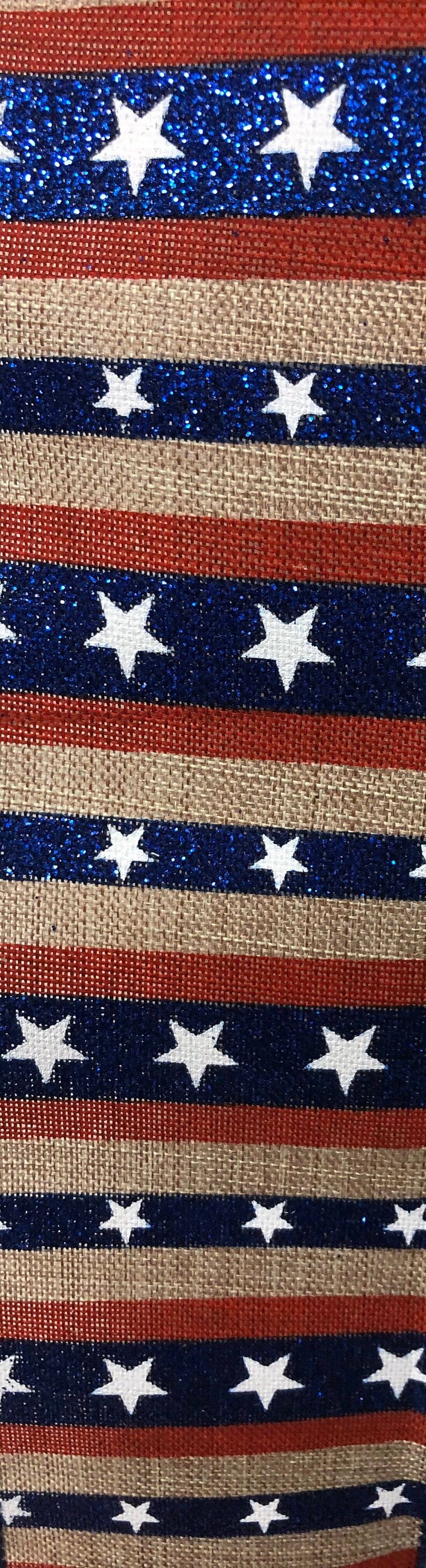 Natural Red white and blue ribbon wired ribbon patriotic | Etsy