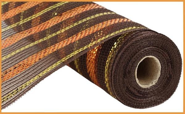 10 inch x 30 feet Deco Poly Mesh Ribbon - Metallic Chocolate Brown and  Copper : RE1301E2
