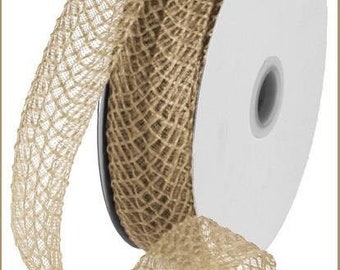 Natural Deco Flex ribbon, bow ribbon, 1.5 Inch Natural Flex Jute Ribbon, Natural Waffle ribbon, Farmhouse Ribbon, natural ribbon, RS402718