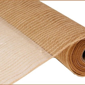 Natural Poly Jute Mesh, 21&quot; by 10yd Natural Poly Jute Mesh, Deco Mesh Rolls, Natural Jute Deco Mesh Roll, RY900518