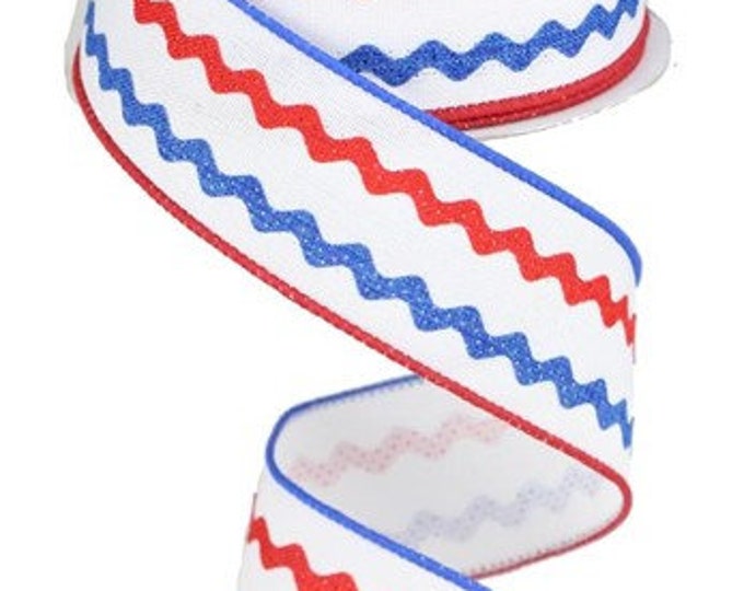 Red White and Blue Ric Rac Ribbon Wired Ribbon 4th of July Etsy