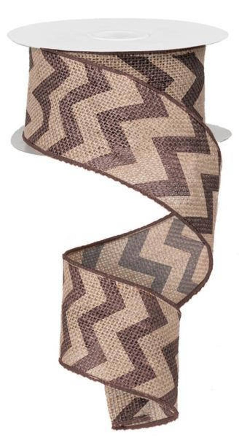Natural Brown Chevron wired ribbon ribbon by the yard buyer Etsy
