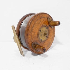 Vintage David Slater 4&quot; Nottingham Centrepin Wood and Brass Starback Trotting Coarse Fishing Reel