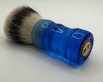 Translucent blue resin shave brush with G5 knot