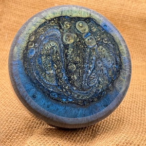 Custom poured blue/green shave bowl