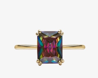 Topaz Statement Ring, Mystic Topaz Ring, Mystic Stone Rings, Mystic Topaz Wedding Ring, Mystic Topaz Engagement Ring, Topaz Solitaire Rings