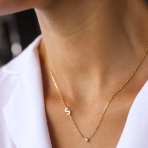 Sideways initial necklace with birthstone clearance
