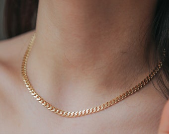 Curb Chain Necklace,  Silver Curb Chain Choker, Gold Curb Chain Necklace, Layering Curb Necklace, 6mm Curb Chain Jewelry, Curb Choker