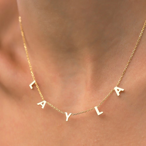 Personalized Letter Necklace, Custom Name Necklace, Spaced Letter Necklace, Silver Necklace, Personalized Name Jewelry