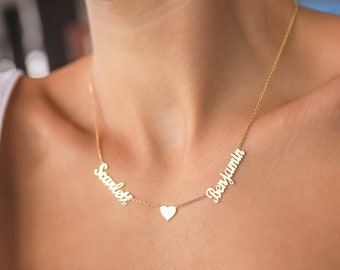 Two Names Necklace Etsy