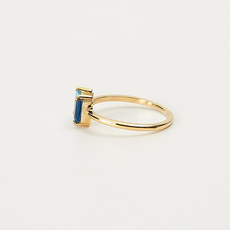 Custom Birthstone Rings, horizontal stone rings Aquamarine Rings, Personalized Birthstone Jewelry, Minimalist Birthstone Rings Gemstone Ring image 7
