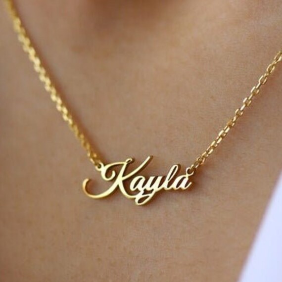 14K Cursive Name Necklace, 14K Script Name Necklace, Cursive Nameplate Jewelry, Personalized Script Gift, Dainty Custom Cursive Name CN66T4