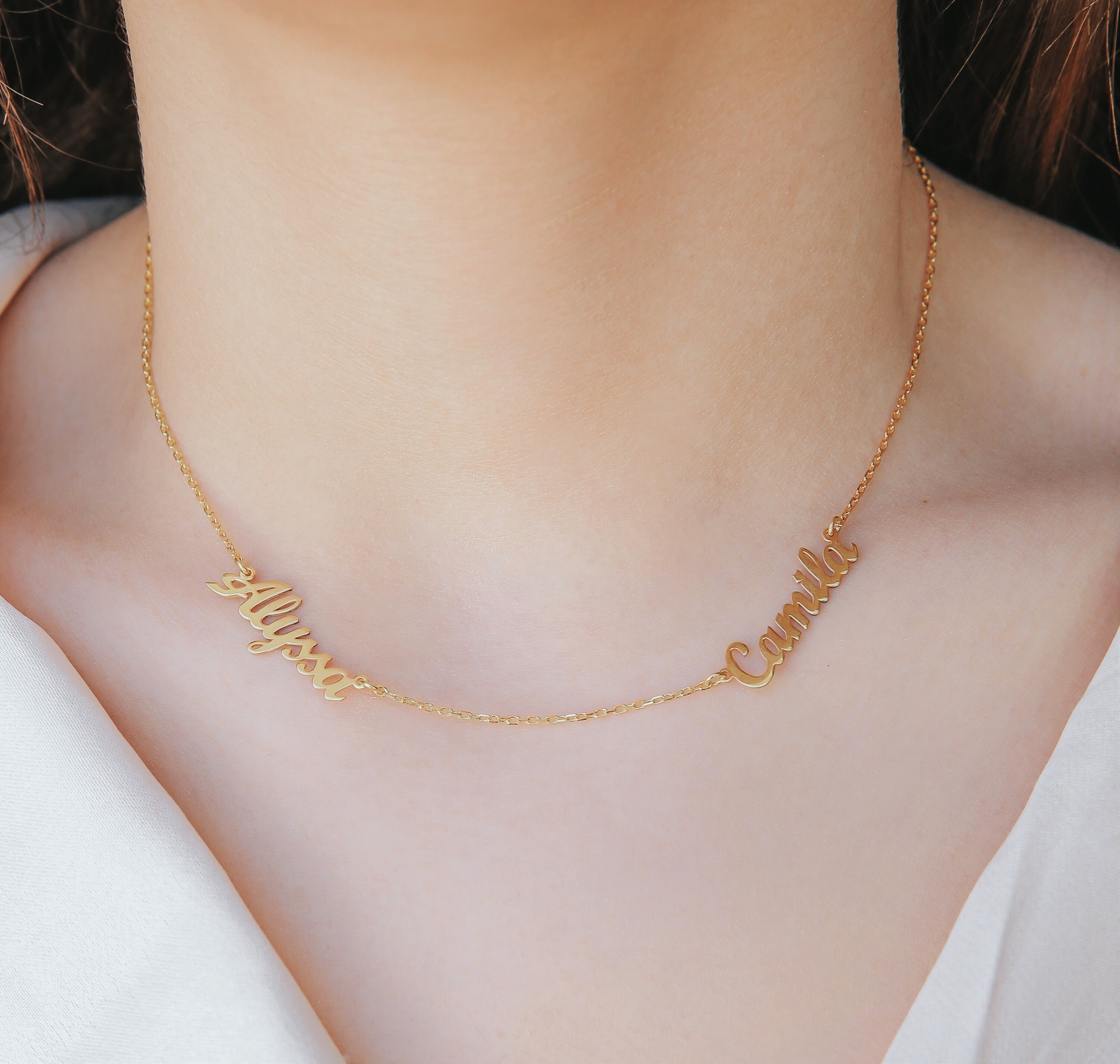 Custom Names Necklace Two Names Necklace Children Names Etsy