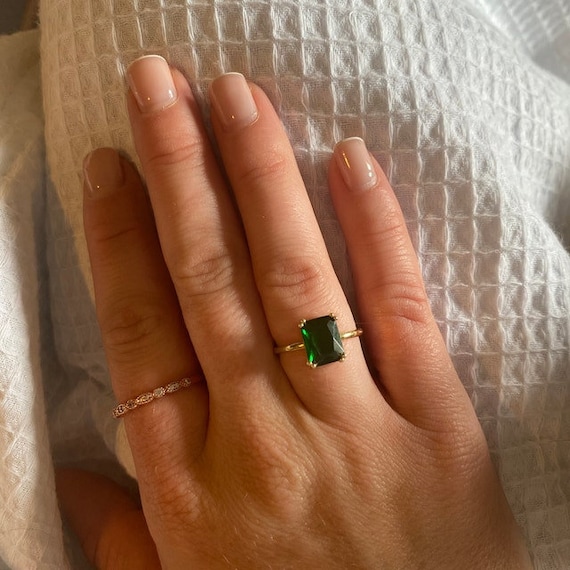 Emerald Rings 14K Gold Emerald Birthstone Rings 14K Emerald