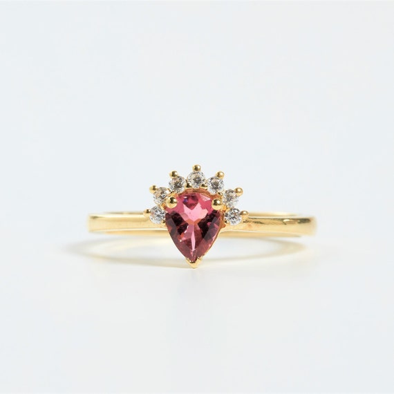 Elegant Ruby Rings, Timeless Ruby Rings, Crown of CZs Ruby Ring, Ruby Engagement Ring, Ruby Wedding Ring, Stacking Ruby Ring, Minimal  BSR45