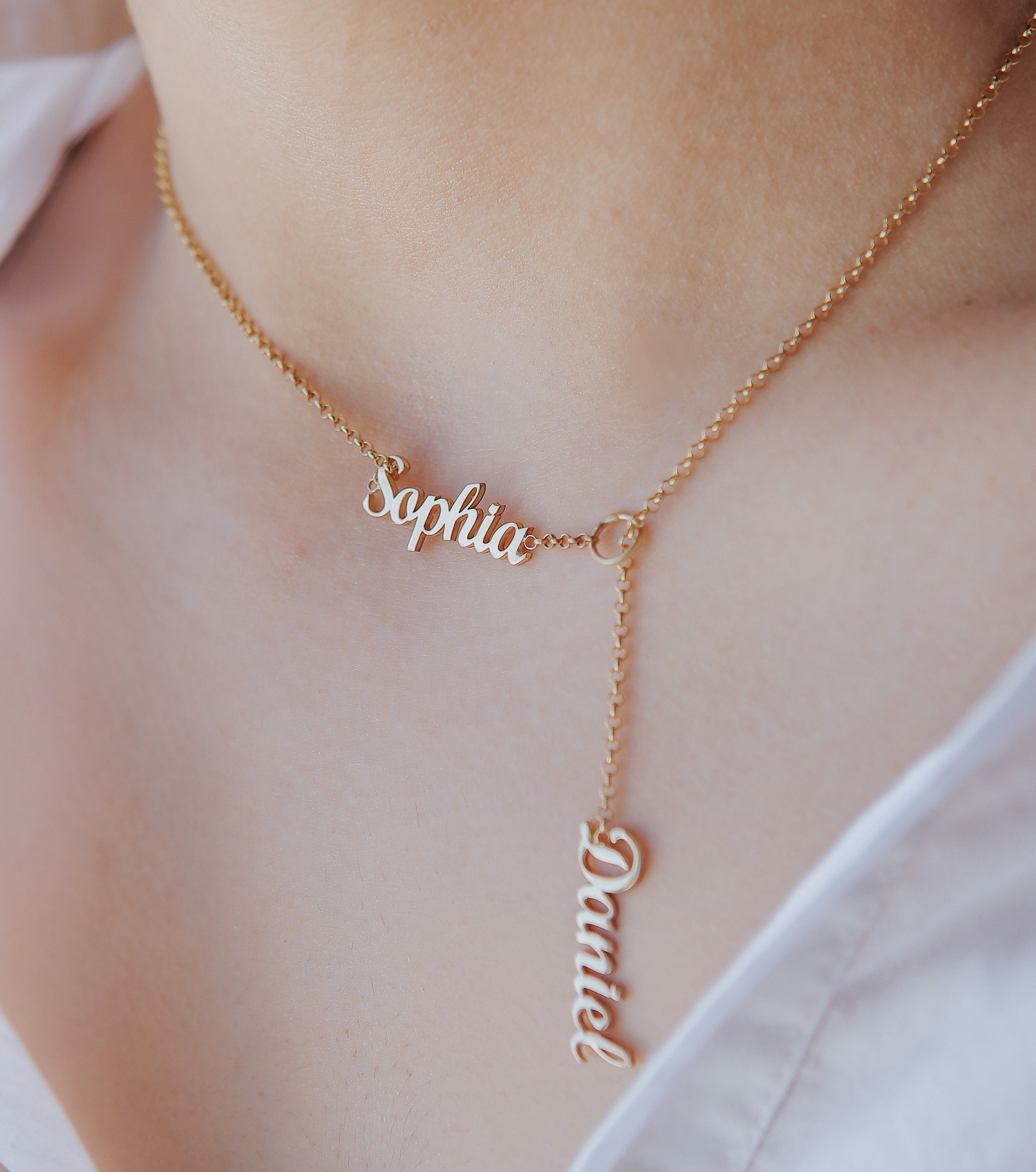 Two Name Necklace Dainty Name Necklace 