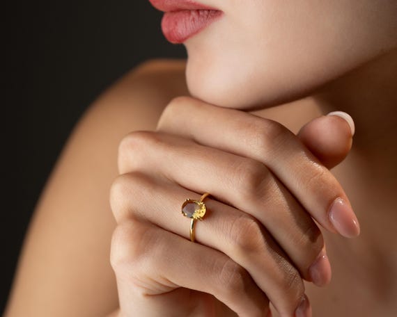 14K Gold Vermeil Natural Zultanite Ring – Oval Cut Color-Changing Gemstone | Turkish Sultanite Ring | Minimalist Fine Jewelry Gift