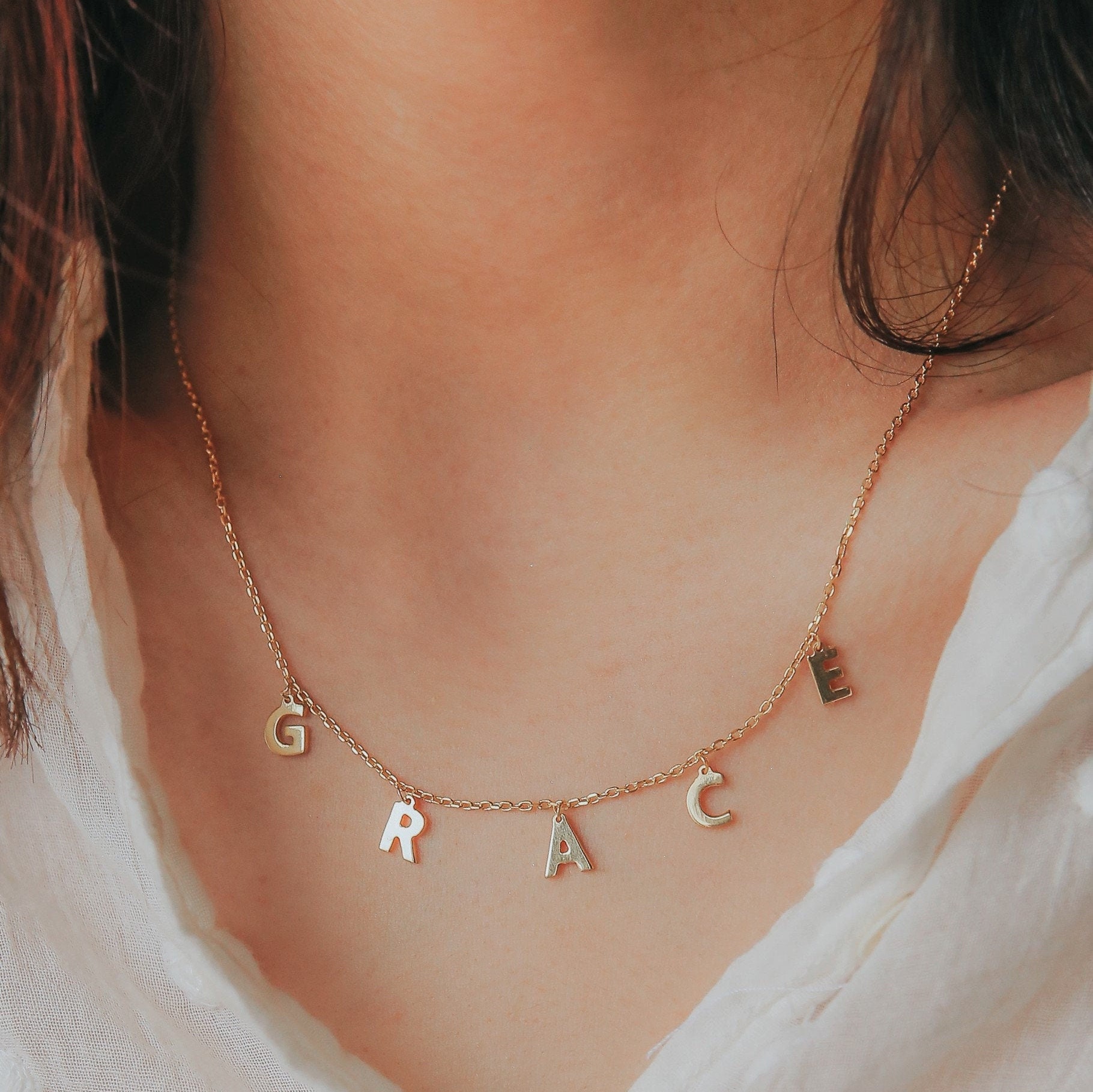 Dangle Letter Necklace Dangle Initial Necklace Dangle Name