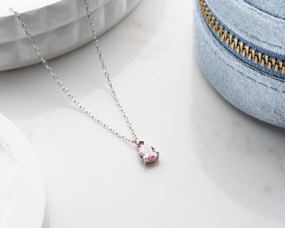 Light Amethyst Teardrop Necklace: June Birthstone, Sterling Silver