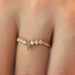 Minimalist Solitaire birthstone ring, Tiny Baguette Crystal Ring, Birthstone CZ Ring, Simple Engagement Ring, Birthstone Engagement Ring
