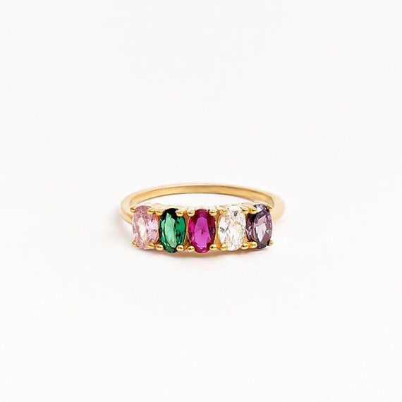 Birthstone Rings, Baguette Rings, 14K Gold Birthstone Ring, Birthstone Jewelry, 14K Baguette Ring, Personalized Gift, Gift Ring For Mother's