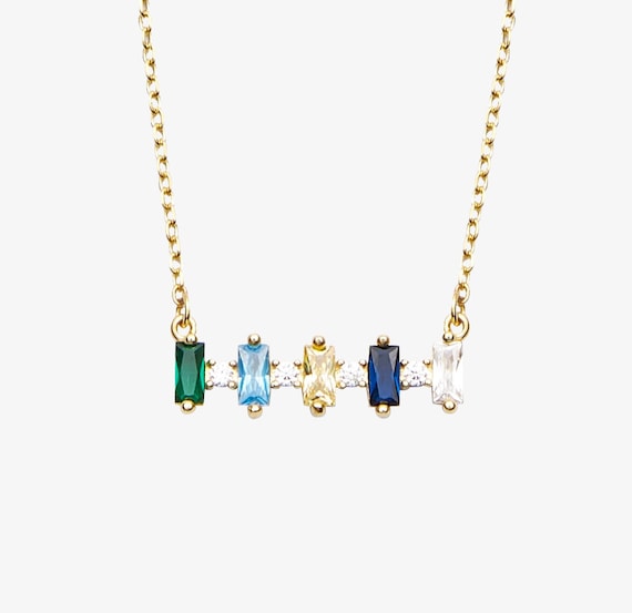 Multi Stone Family  Pendant • Family Birthstone Necklace • Colorful Stone Birth Month Pendant • Birthstone Necklace • Birthstone Jewelry MS1