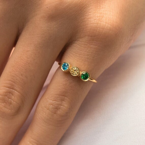 Custom Personalized Birthstone Jewelry,  Gold  Filled Birthstone Ring, Mothers Ring, Personalized gifts for Mom, Rings for Women