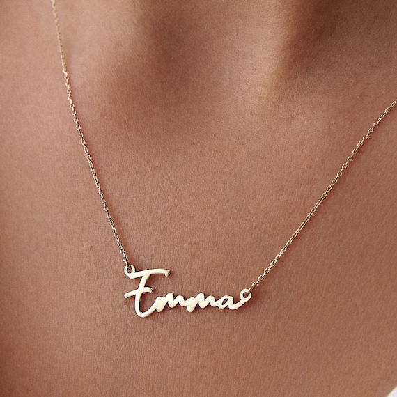 Custom Gold Name Necklace: Personalized Cursive Script Jewelry
