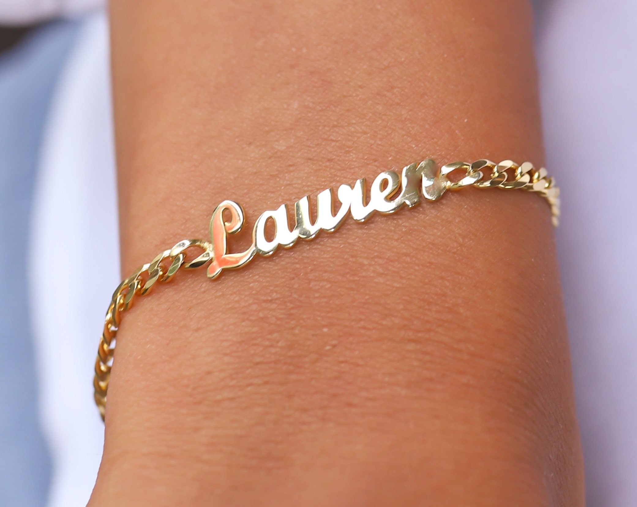 Gemsworld007 Personalized Angel Wings Name Bracelet Gold Plated For Her :  Amazon.in: Jewellery