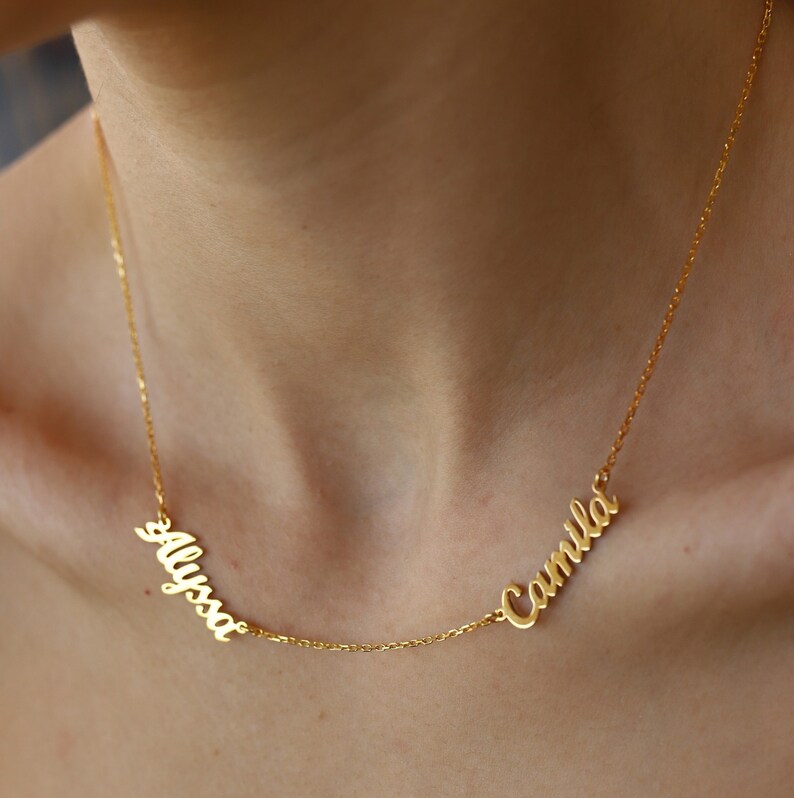 Custom Names Necklace Two Names Necklace Children Names Etsy