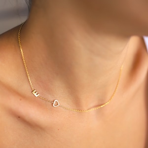 Collar personalizado con inicial y corazón: collar con letras personalizadas para mujer, delicado collar dorado con nombre, regalo para mamá, hija, esposa y damas de honor.