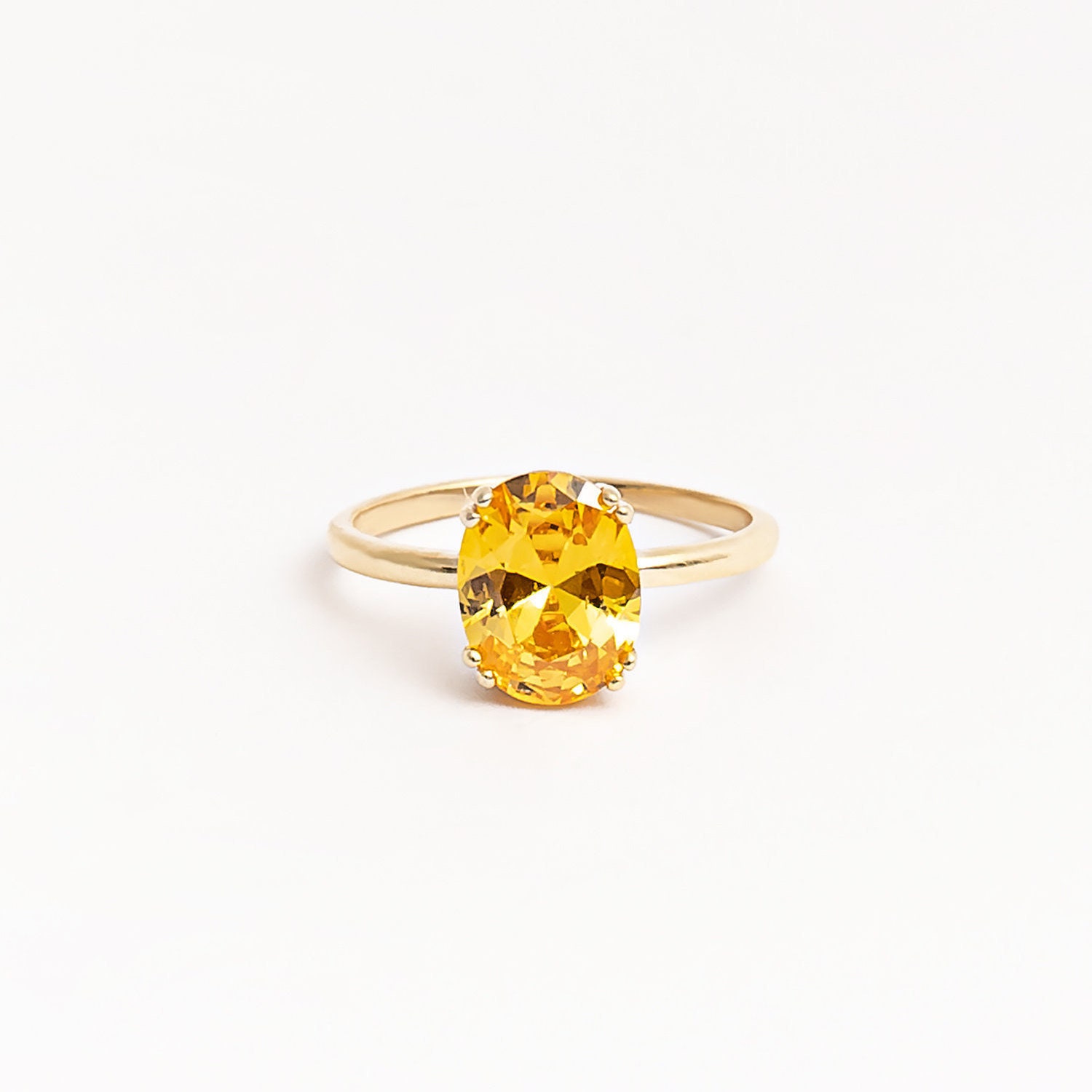 14K Solid Gold Elegant Thin Band Ring, Solitaire Yellow Topaz Ring, 14K Gold  Ring, Solid Gold Citrine Stone Ring, Gold Birthstone Jewelry - Etsy