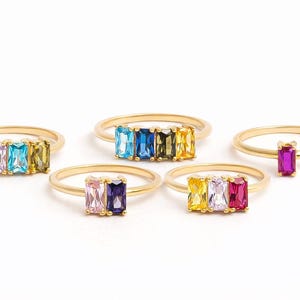 Family Birthstone Rings, Colorful Gemstone Rings, Personalized Birthstone Ring, Birthstone Gift, Birth Month Stones Rings for Her BS56T