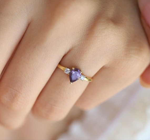 Teardrop birthstone ring deals