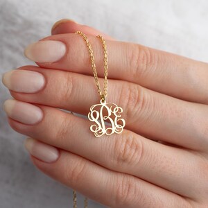 Gold Monogram Necklace: Personalized Sterling Silver Initial Pendant