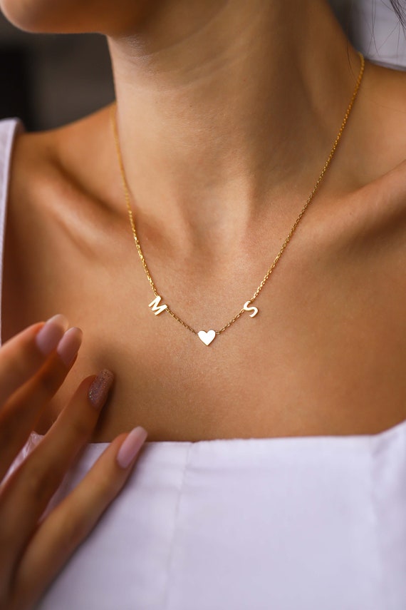 3 Initial Necklace, Letter necklace, Personalized Jewelry, Dainty name necklace, Mothers Gift, Silver Gold Rose Gold, Name Plate Necklace