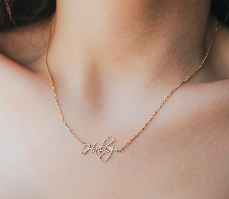 14k Solid Gold Name Necklace Name Necklace Gold Name Etsy