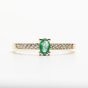 Natural Emerald Gold Rings, Green Emerald Rings, Minimalist Rings, Dainty Ring, Natural Stone Rings, Engagement Rings Birthstone Stone Rings image 7