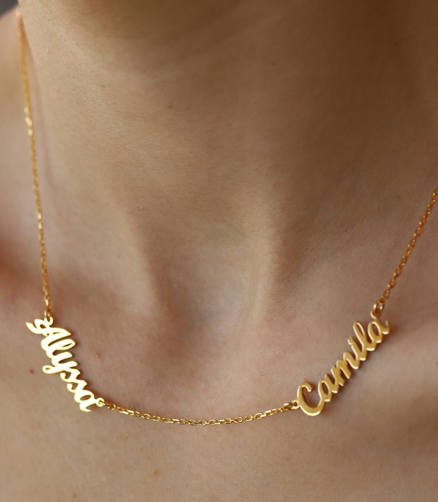 Custom Names Necklace Two Names Necklace Children Names Etsy