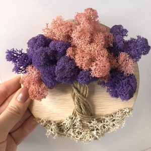 Preserved Moss Wall Art, Tree Of Life Moss, Pink Moss Tree Wall Decor, Eco Friendly Ornaments, Teen Girl Room Decor, Teenage Girl Gifts