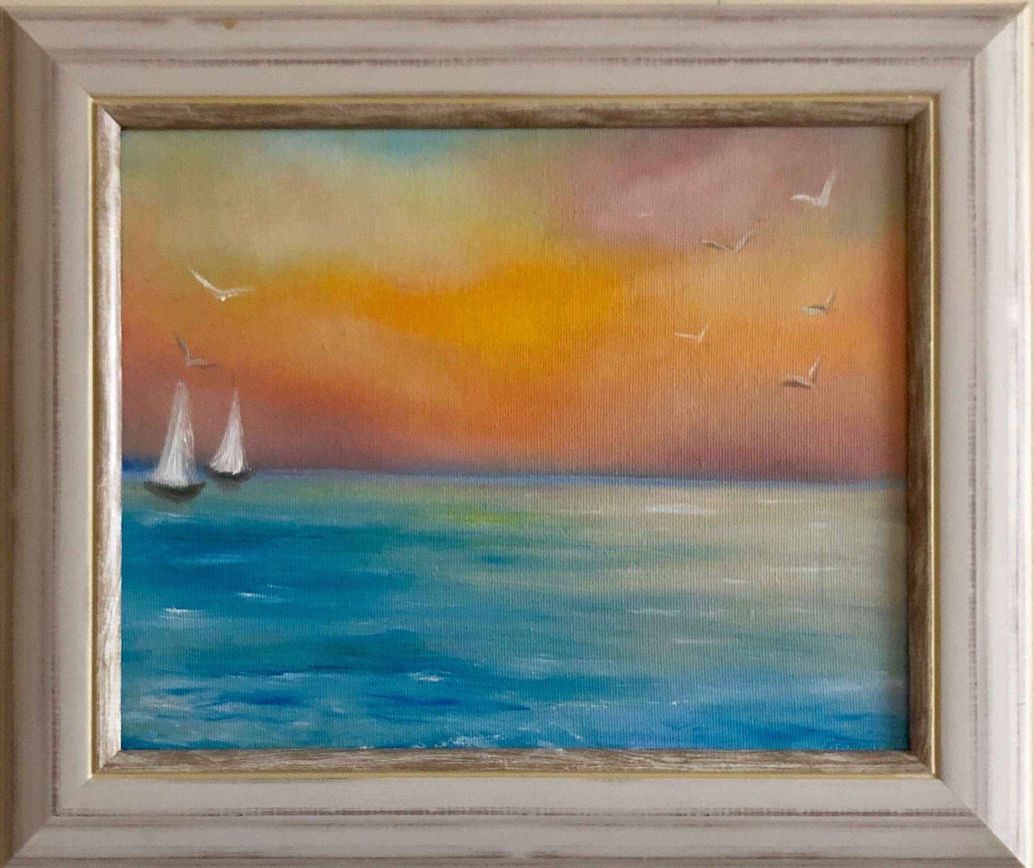 Abstract Seascape Art on Canvas Sunset Oil Painting Sea Art | Etsy