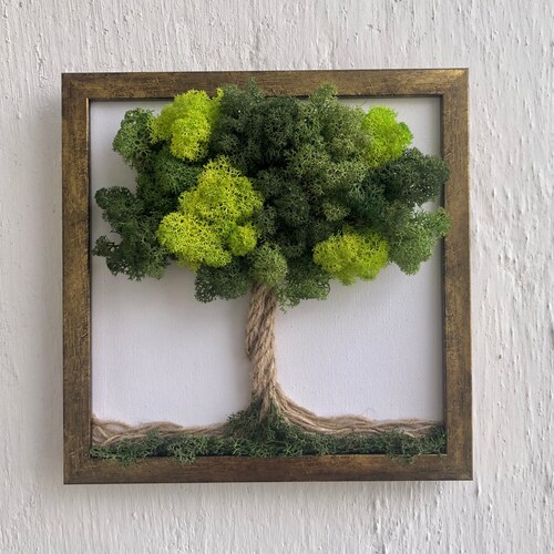 Green Moss Wall Art Preserved Moss Art Moss Tree Tree of Etsy