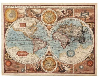 Vintage World Map - D Lamina poster or canvas to frame