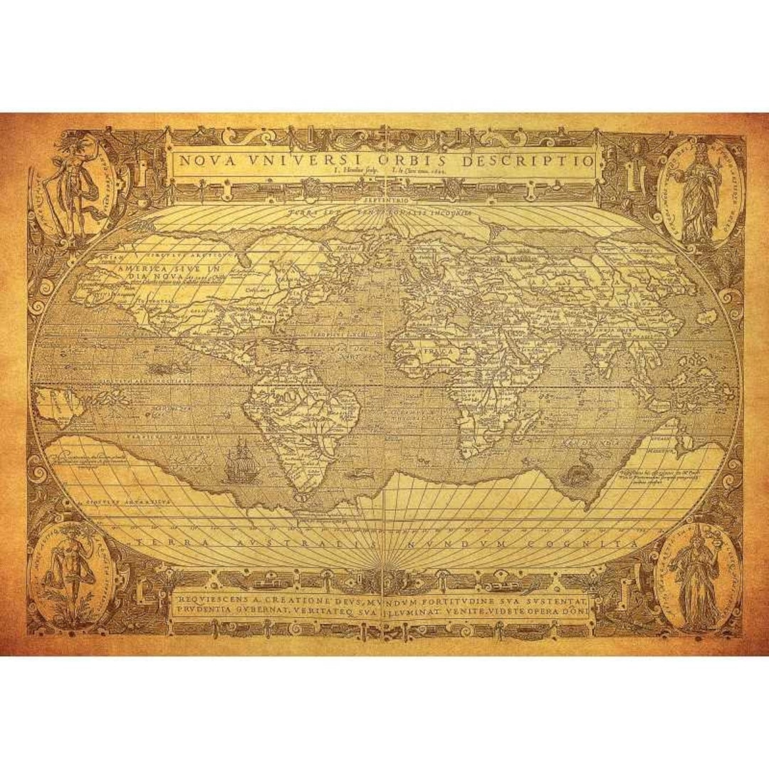 OLD VINTAGE WORLD MAP SEPIA EFFECT DECORATIVE RETRO - Etsy