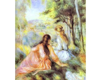 Museum quality canvas or print for framing, Young Girls in the Meadow, Pierre-Auguste Renoir