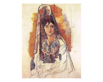 Museum quality canvas or picture for framing, 1917 Woman in Spanish Dress, Pablo Picasso
