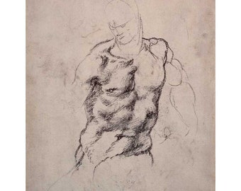 Museum quality canvas or print for framing, Figure Study, Miguel Ángel Buonarroti