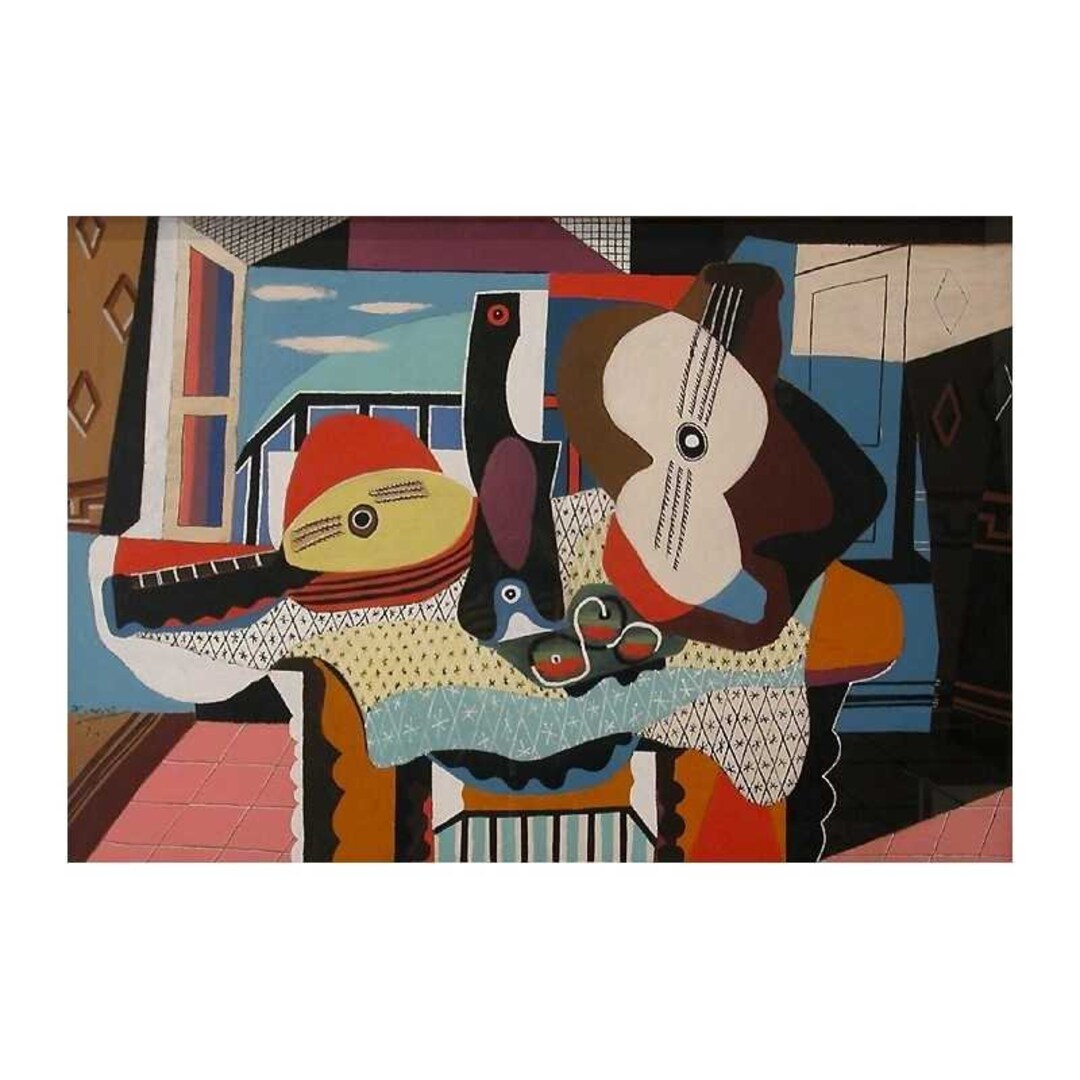 Reproduction Picasso 'Mandoline Et Guitare' – Print Sur Toile, Style Cubisme, Décoration Murale Artistique