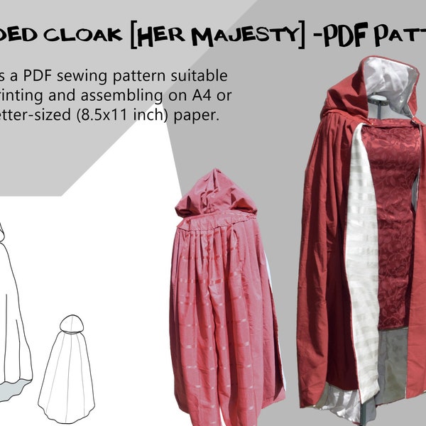 Sewing Pattern: Hooded cloak with varying sizes