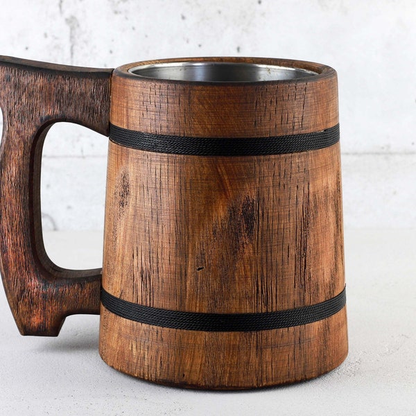 Personalized beer mug Custom wooden beer stein Engraved beer glass Groomsman gifts Best Man proposal Birthday gift for Him